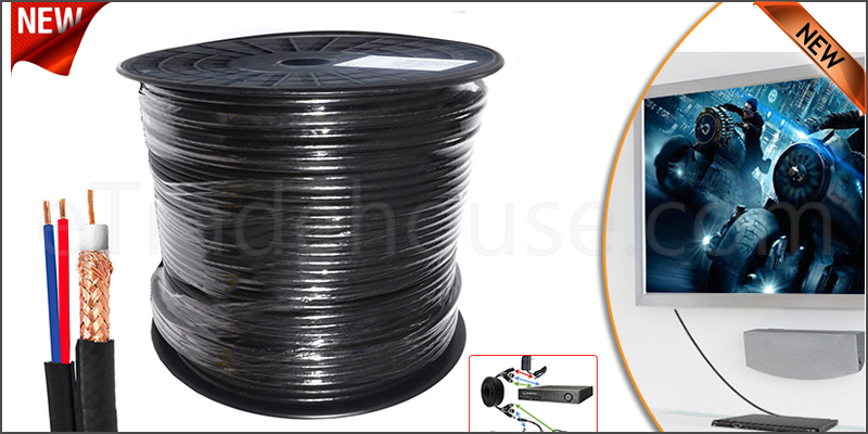 High Quality 100 Meter Shotgun RG59 Video And 2 Power CCTV Cable Lead 