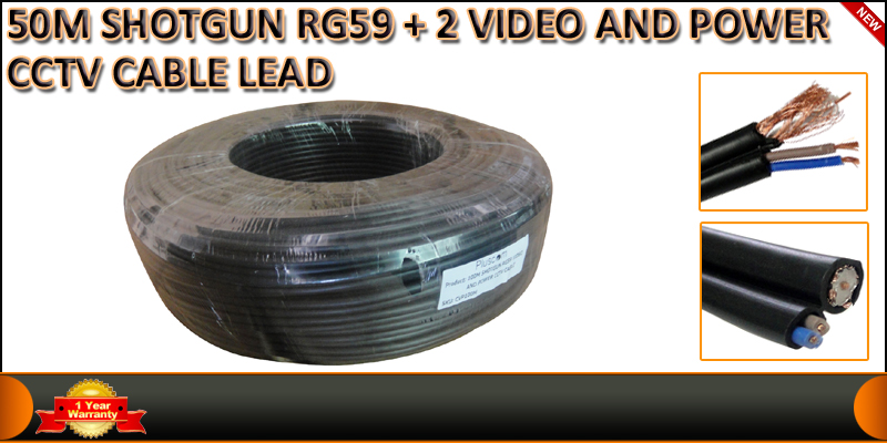 High Quality 50M Shotgun RG59 + Video And 2 Power 