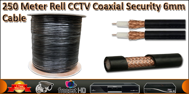 250 Meter RG59U CCTV Coaxial Security Cable Black 