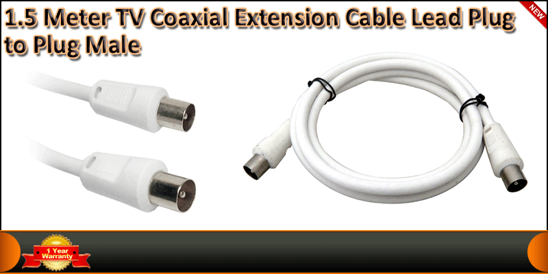 1.5M TV COAXIAL AERIAL CABLE LEAD MALE TO MALE