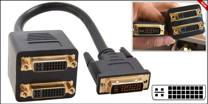 DVI-D Male to 2 DVI-D Female Gold Plated Adapter C