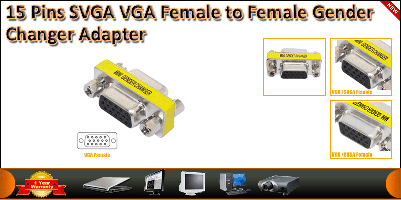 15 Pins SVGA VGA Female to Female Gender Changer A