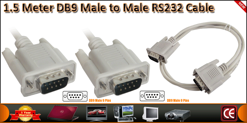 1.5 Meter DB9 Male to Male RS232 Cable