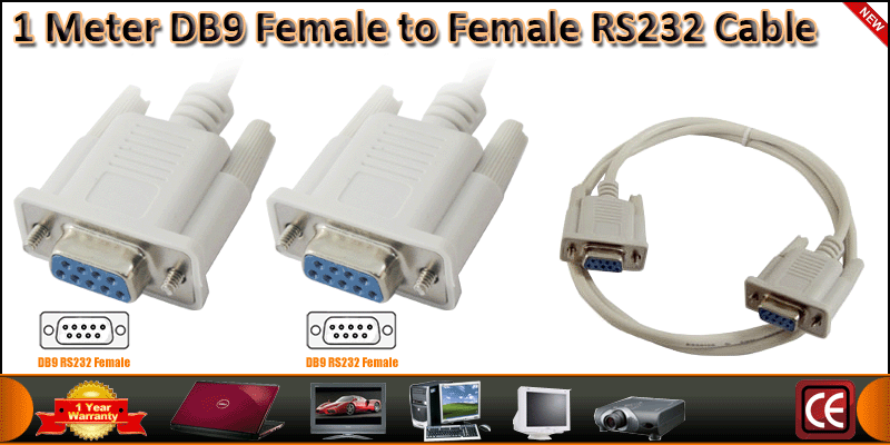 1 Meter DB9 Female to Female RS232 Cable