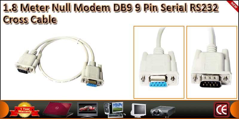 1.8 Meter Null Modem DB9 9 Pin Serial RS232 Xross 