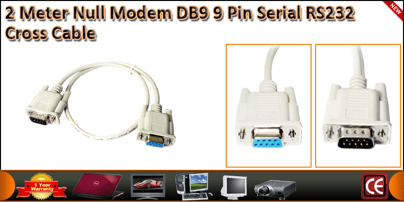2 Meter Null Modem DB9 9 Pin Serial RS232 Xross Ca