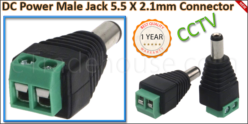DC Power Male Jack 2.1mm x 5.5mm Connector Cable P