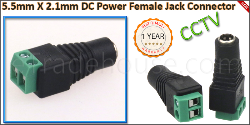 DC Power Female 5.5 x 2.1mm Jack Connector Cable A