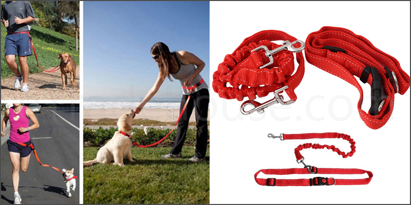 Hands Free Running Pet Dog Lead Adjustable Waist Belt Jogging Hiking Walking Leash 