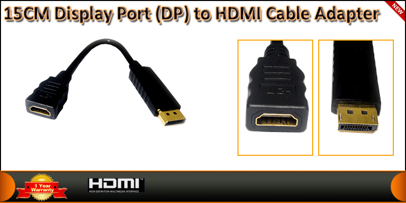 15 CM Display Port male to HDMI female Adapter