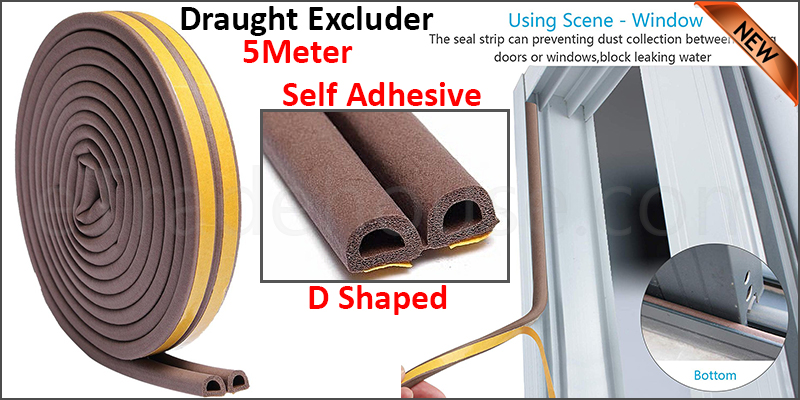 Draught Excluder Self Adhesive Rubber Door Window Seal Strip Roll Foam