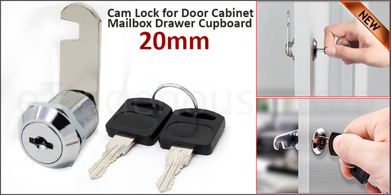 20mm Cam Lock for Door Cabinet Mailbox Drawer Cupboard + 2Keys 