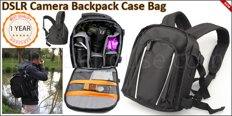 Deluxe DSLR SLR Camera Rucksack Case Bag Backpack 