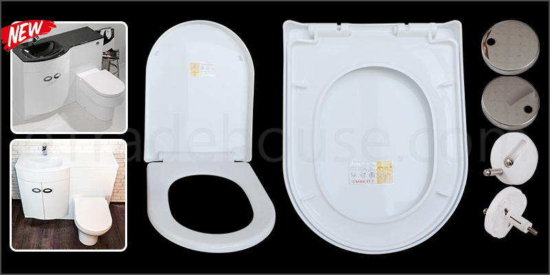 Luxury D Shape Heavy Duty Soft Close White Toilet Seat | with TOP FIXING Hinges 