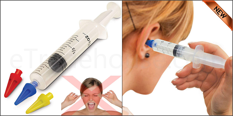 Ear Wax Remover Syringe Kit with 3×Removal Quad-Tips+Instructions
