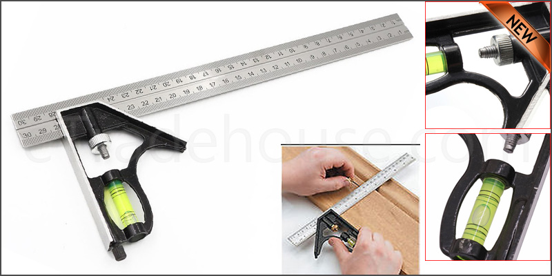 300mm (12") Adjustable Engineers Combination Try Square Set Right Angle Ruler