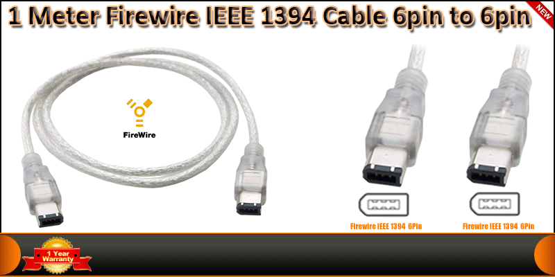 1 Meter Firewire IEEE 1394 Cable 6pin to 6pin