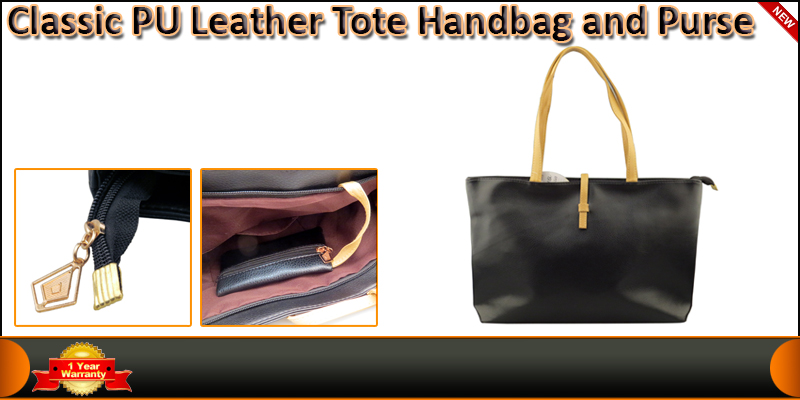 Classic PU leather Tote Handbag and Purse