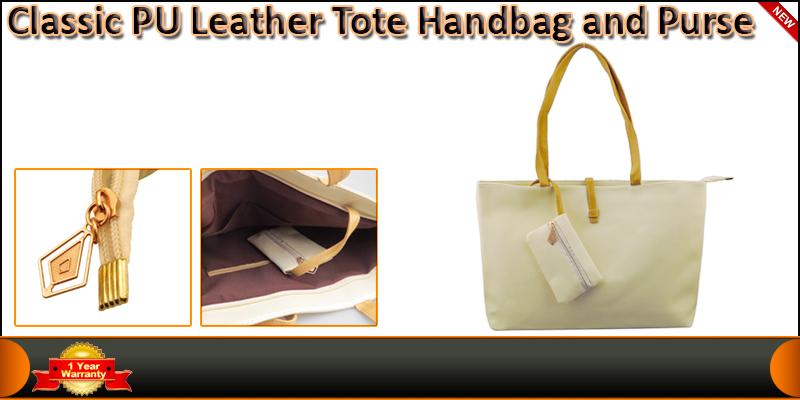 Classic PU leather Tote Handbag and Purse