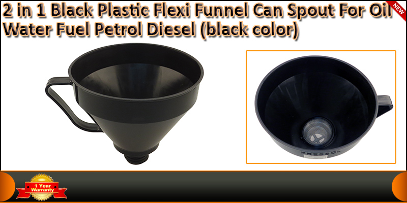 2 in 1 Black Plastic Flexi Funnel Can Spout For Oi