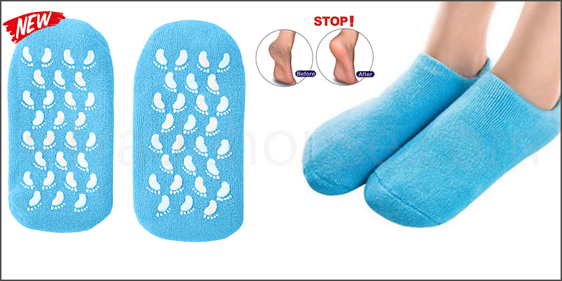 Pair of Beauty Pure Moisturizing Dry Heels Foot Care Light Blue Socks One Size Fits All