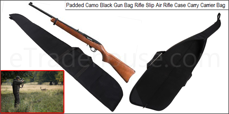 Padded Camo Black Gun Bag Rifle Slip Air Rifle Case Carry Carrier Bag