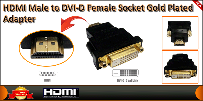 HDMI Male to DVI-D Female Socket Gold Plated Adapt