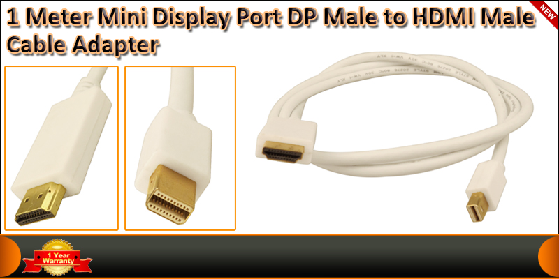 1 Meter Mini Display Port DP Male to HDMI Male Cab