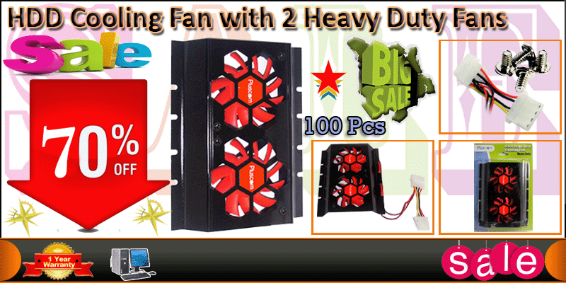 Dual Double 2 Fan Cooling Cooler Panel For 3.5 IDE