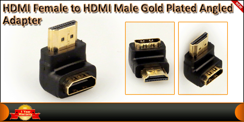 HDMI Female to HDMI Male Gold Plated Angled Adapte