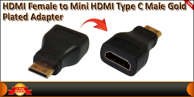 HDMI Female to Mini HDMI Type C Male Gold Plated A