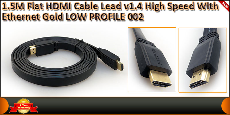 Gold Plated 1.5 Meter Low Profile Flat HDMI V1.4 (19 pins ) cable