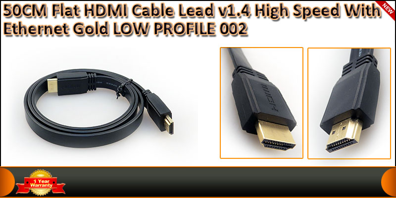 Gold Plated 0.50 Meter Low Profile Flat HDMI V1.4 cable