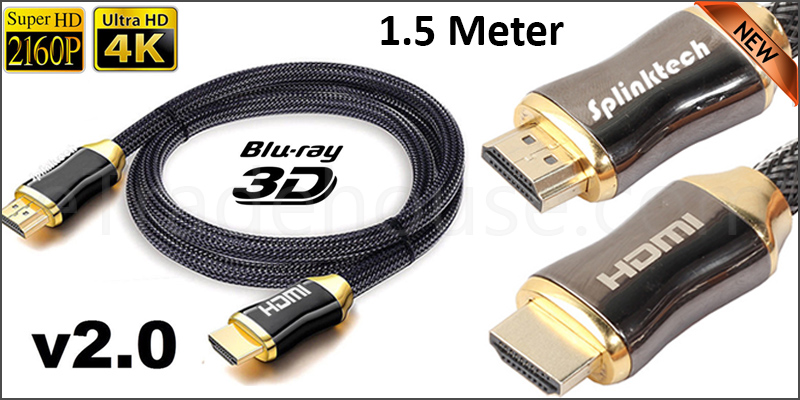 Premium 1.5 Meter V2.0 HDMI Cable Gold High Speed HDTV Ultra HD 2160p 4K 3D