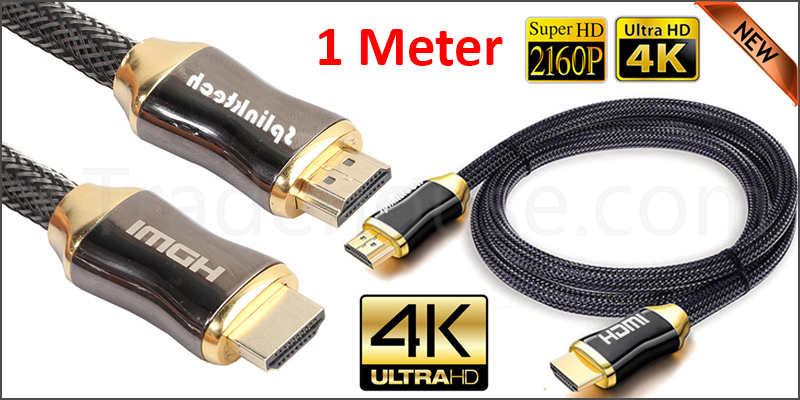 Premium 1 Meter V2.0 HDMI Cable Gold High Speed HDTV Ultra HD 2160p 4K 3D