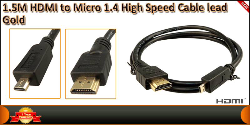 High Quality 1.5 Meter Gold Plated HDMI to Micro HDMI cable