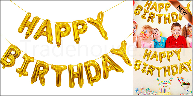 Large Happy Birthday Self Inflating Balloon Banner Bunting Party Decoration