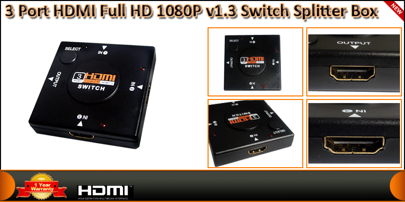 3 Port HDMI Full HD 1080P v1.3 Switch Splitter Box