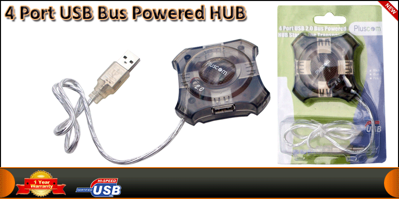 4 Port USB Bus Powered HUB (Black)