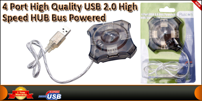 4 Port High Quality USB 2.0 High Speed HUB Bus Pow