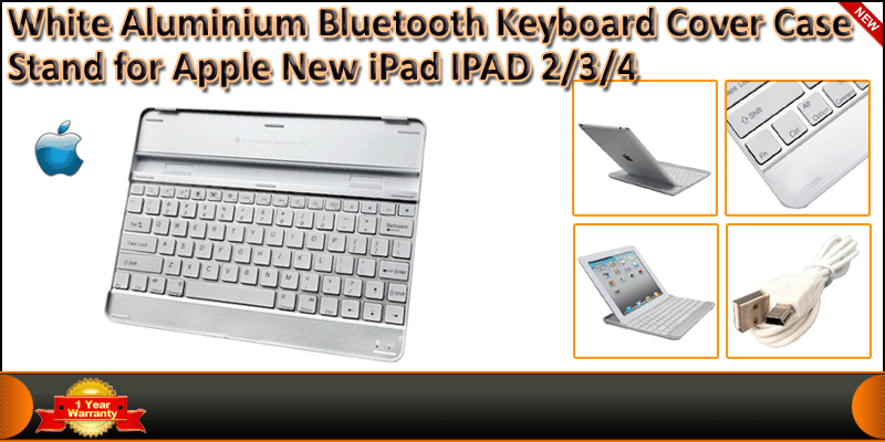 White Aluminium Bluetooth Keyboard Cover Case Stan