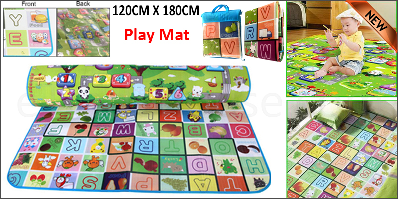 2 SIDE KIDS CRAWLING EDUCATIONAL GAME PLAY MAT SOFT FOAM PICNIC CARPET 120*180CM