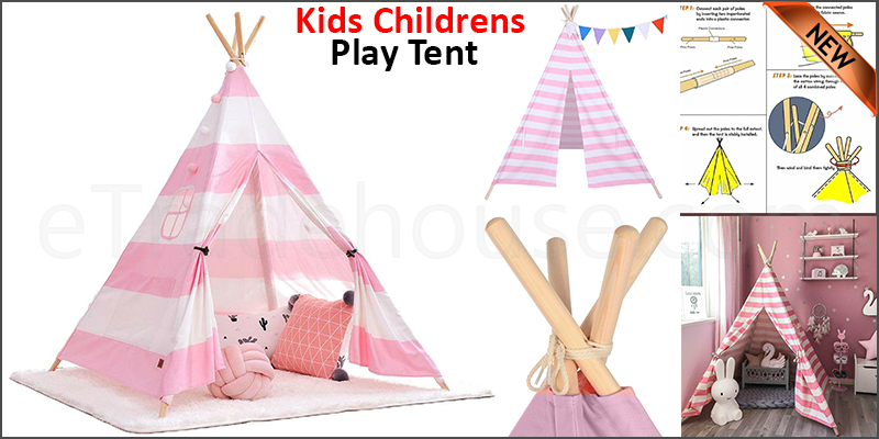 Kids childrens play tent childs garden or indoor toy 5' Canvas Powder stripe