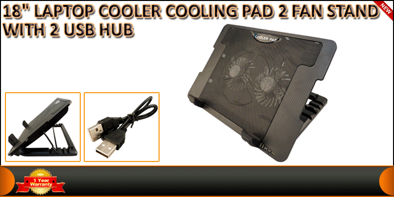 Adjustable Stand 2 Fans 2 USB LED Cooling Fan Cool