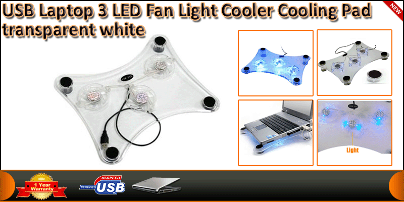 USB 3 FAN Cooler Stand with LED Lights Crystal Coo