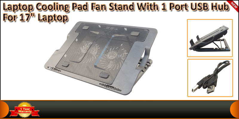 Laptop Cooling Pan 2 Fans Stand with 1 Port USB Hu