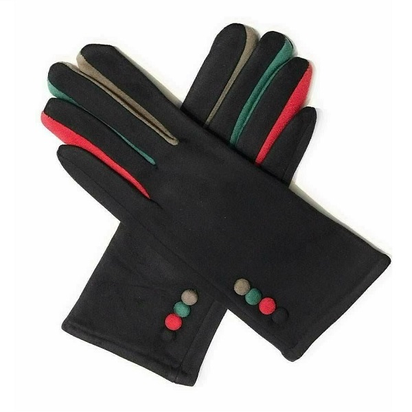 BLACK LADIES GLOVES MULTI COLOURS TOUCH SCREEN FLEECE GLOVES WINTER WARM SOFT LINED