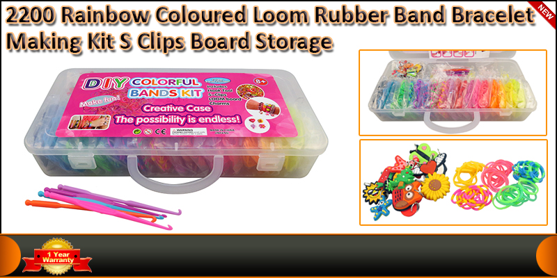 2200 Rainbow Coloured Loom Rubber Band Bracelet S 
