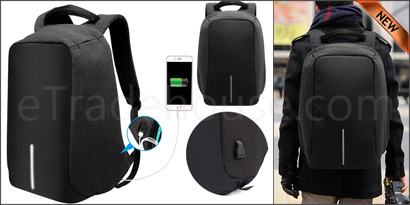 Unisex Anti-Theft Backpack Laptop USB Port Travel School Rucksack Bags