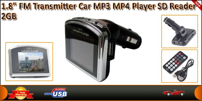 1.8" FM Transmitter Car MP3 MP4 Player SD Reader 2